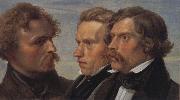 Julius Hubner Portrait of the Painters Carl Friedrich Lessing,Carl Sohn and Theodor Hildebrandt oil on canvas